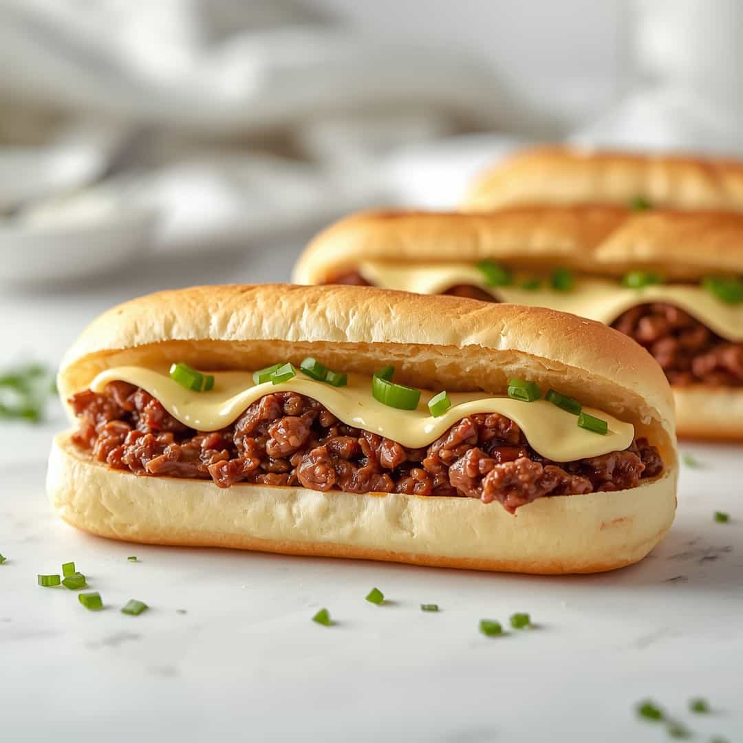 Ground Beef Philly Cheesesteaks - frosted condensation with fresh sliced strawberries on the glass rim