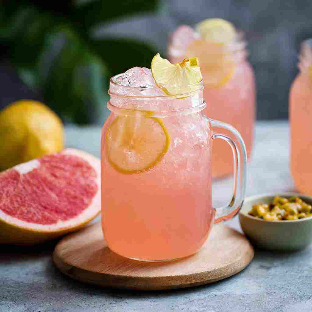 Guava White Tea Lemonade - frosted condensation with a festive straw and lime wedge