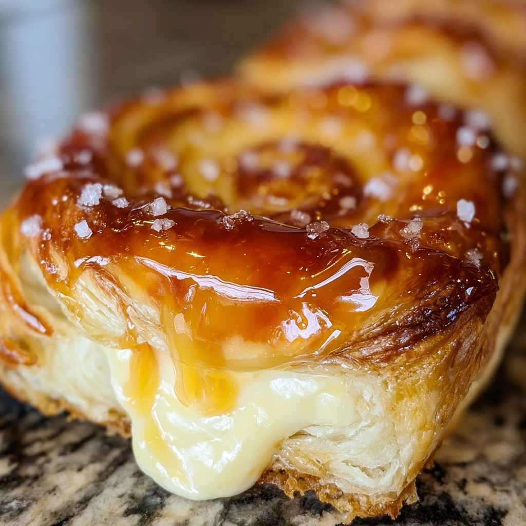 Hawaiian Cheesecake Danish Recipe - delicate flaky crust with warm caramelized edges with fresh garden berries and mint