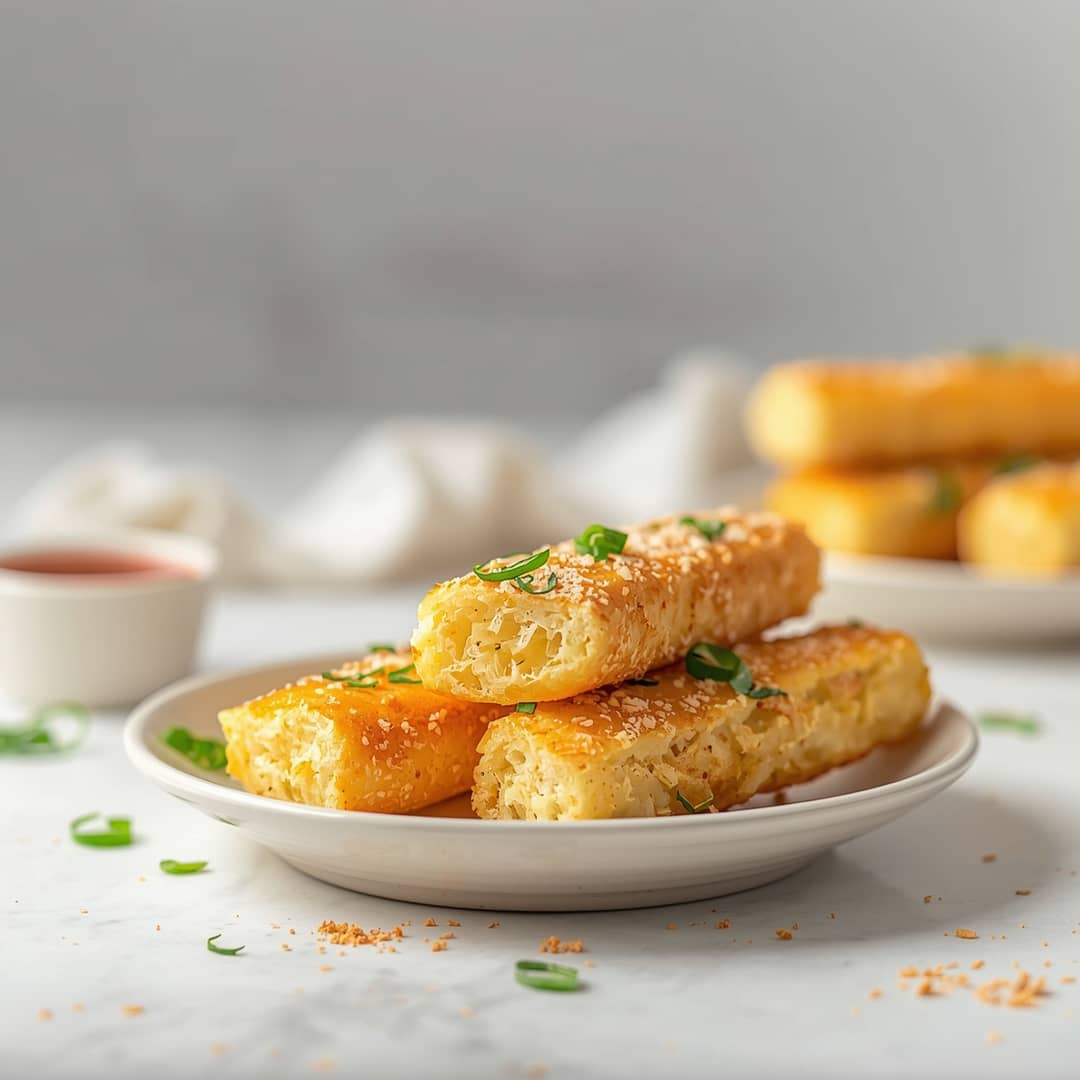 Homemade Cheese Breadsticks - moist with a dollop of whipped topping