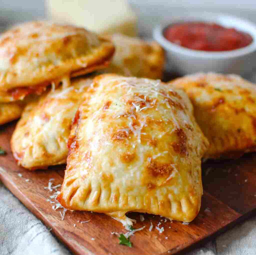 Homemade Cheesy Pizza Pockets - homemade dish showcasing wholesome fresh ingredients with microgreens and lemon zest
