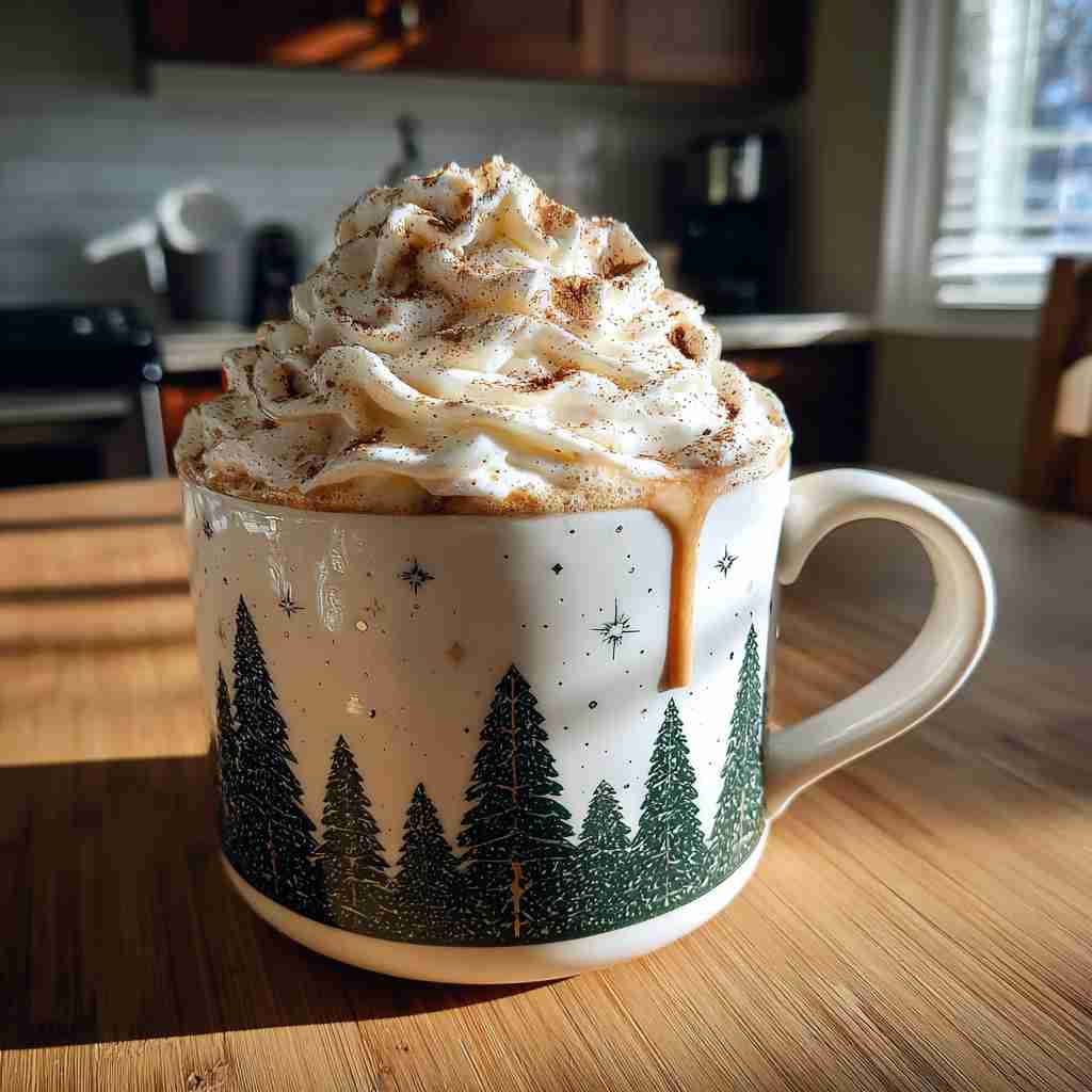 Homemade Christmas Chai Latte Recipe - effervescent bubbling finish over clear ice cubes with a fresh citrus wheel and fragrant mint sprig