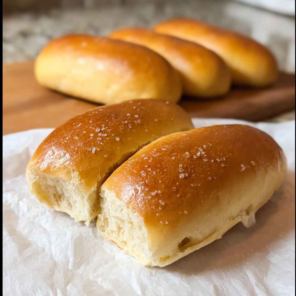 Homemade Fluffy Hot Dog Buns - homemade dish showcasing wholesome fresh ingredients with microgreens and lemon zest