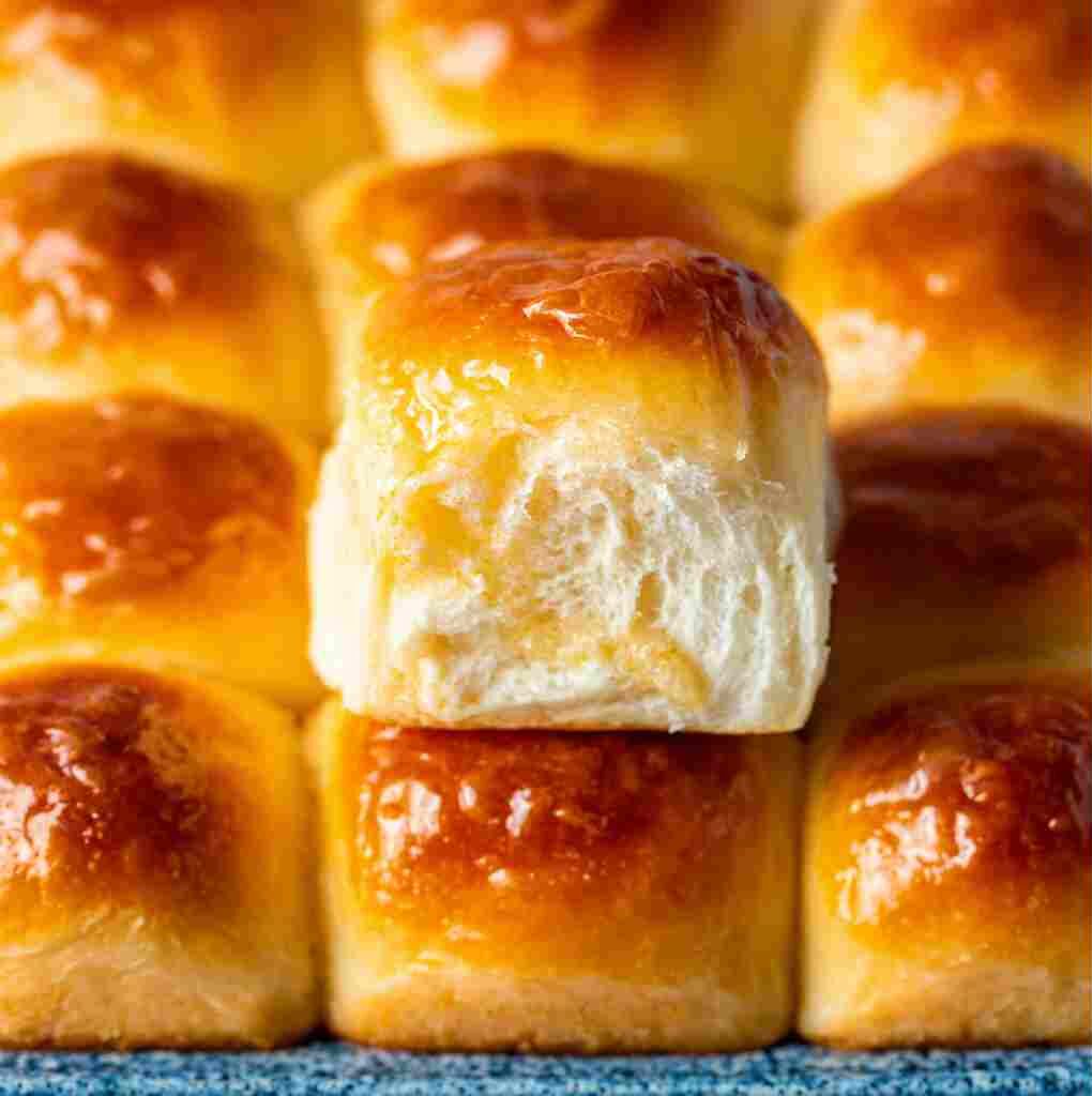 Homemade Hawaiian Sweet Rolls - crispy golden exterior with warm flavorful filling with toasted sesame seeds and dipping bowl