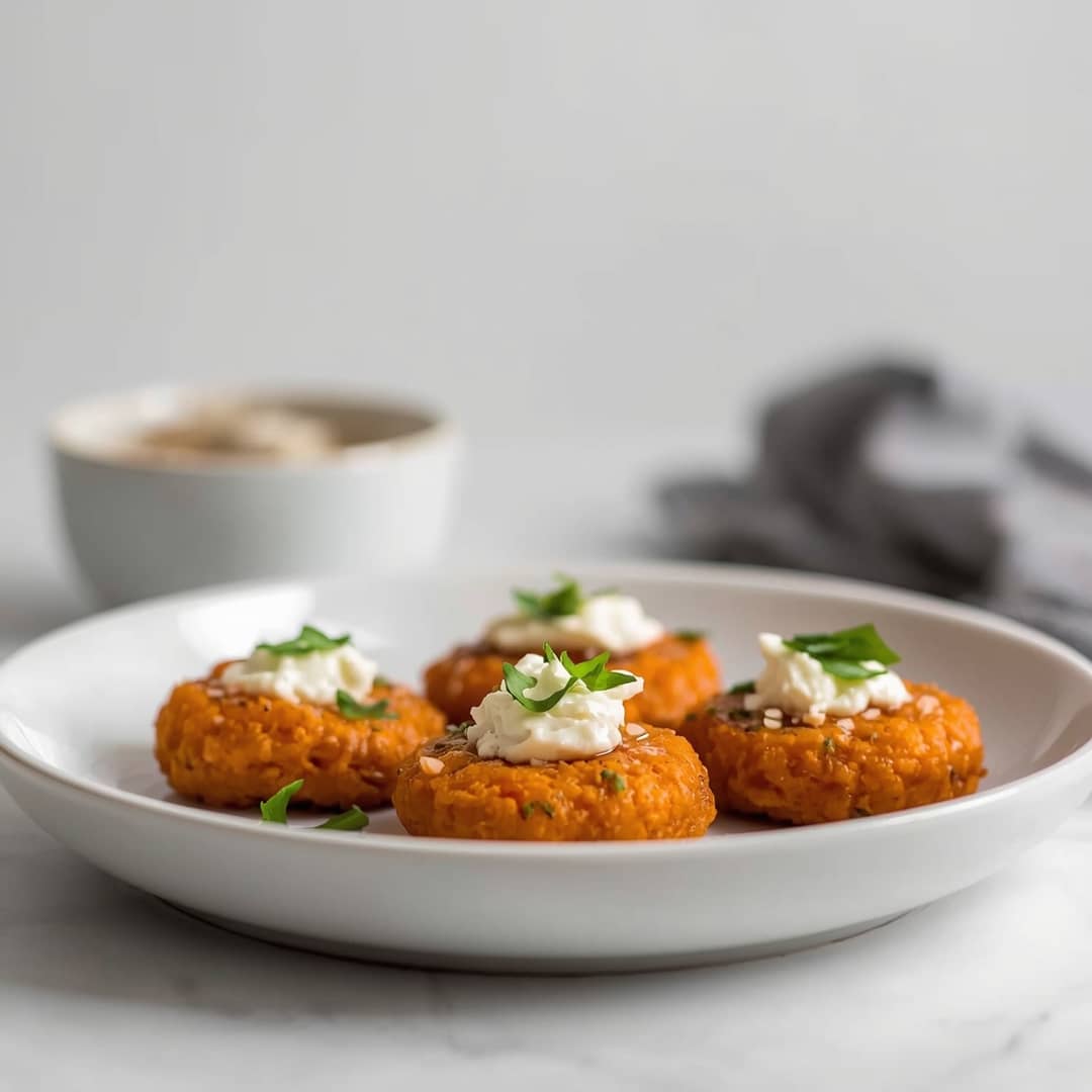 Honey Feta Sweet Potato Rounds - homemade dish showcasing wholesome fresh ingredients with microgreens and lemon zest