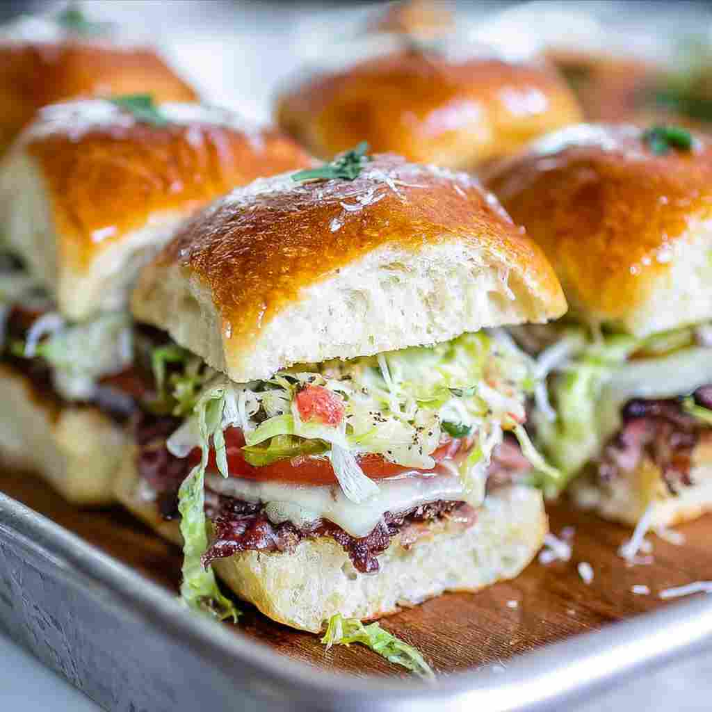 Italian Grinder Sliders - homemade dish showcasing wholesome fresh ingredients with microgreens and lemon zest