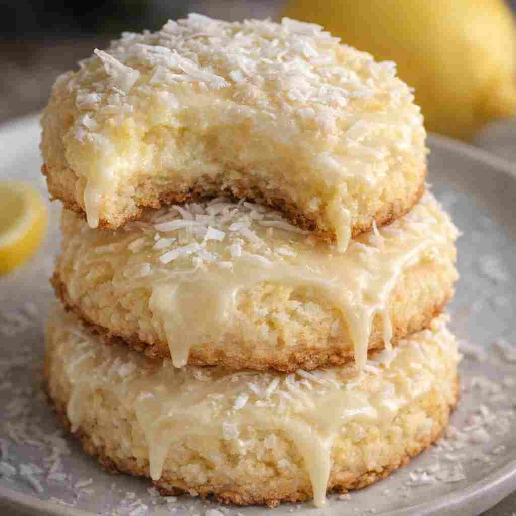Lemon Coconut Cheesecake Cookies - moist with a dollop of whipped topping