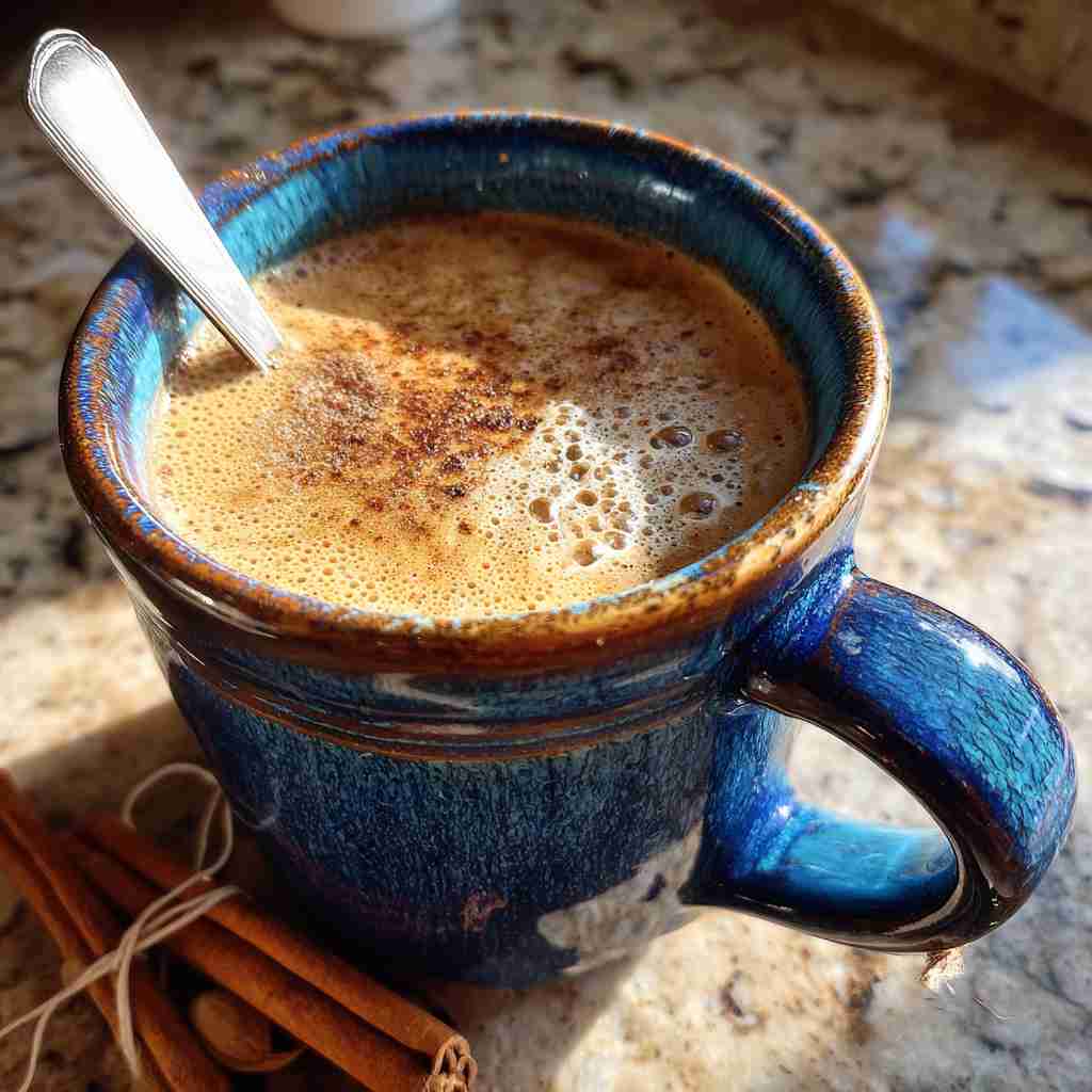 Maple Chai Tea Latte Recipe - frosted condensation with a delicate sugared rim and berry skewer