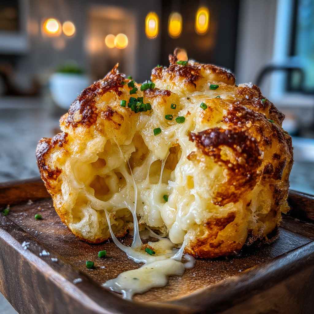 Mashed Potato Cheese Puffs - crispy golden exterior with warm flavorful filling with toasted sesame seeds and dipping bowl