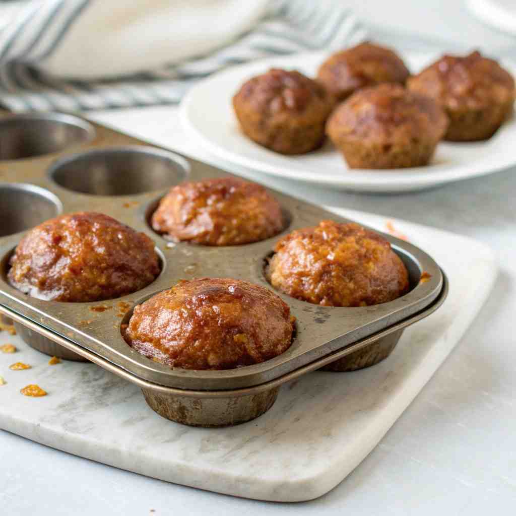 Meatloaf Muffins - tender with a light drizzle of sweet glaze