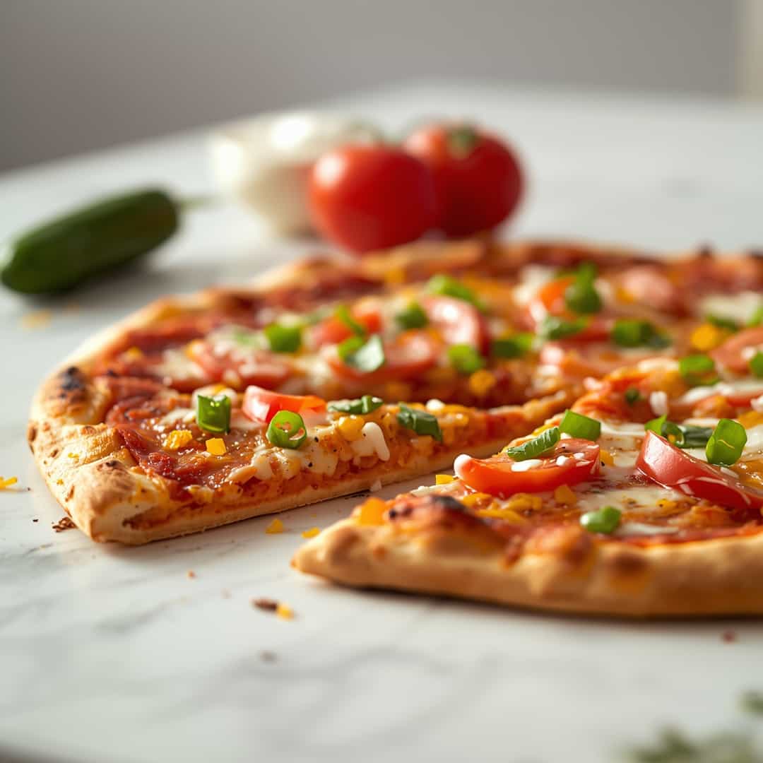 Mexican Pizza Recipe - homemade dish showcasing wholesome fresh ingredients with microgreens and lemon zest