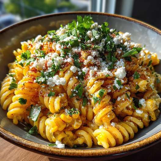 Mexican Street Corn Pasta Salad - crisp garden greens with fresh cracked pepper and lemon wedges