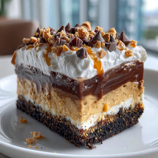 No Bake Peanut Butter Chocolate Lasagna - golden baked melted cheese crust with saucy edges with freshly grated Parmigiano-Reggiano and torn basil