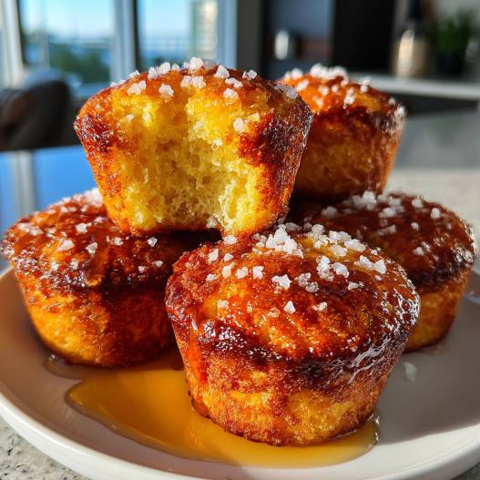 Pancake Mini Muffins - moist with a dollop of whipped topping