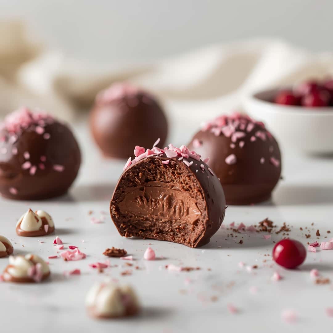 Perfect Valentine's Hot Chocolate Bombs - beautifully cooked texture with balanced colors and appetizing finish with cracked black pepper and olive oil