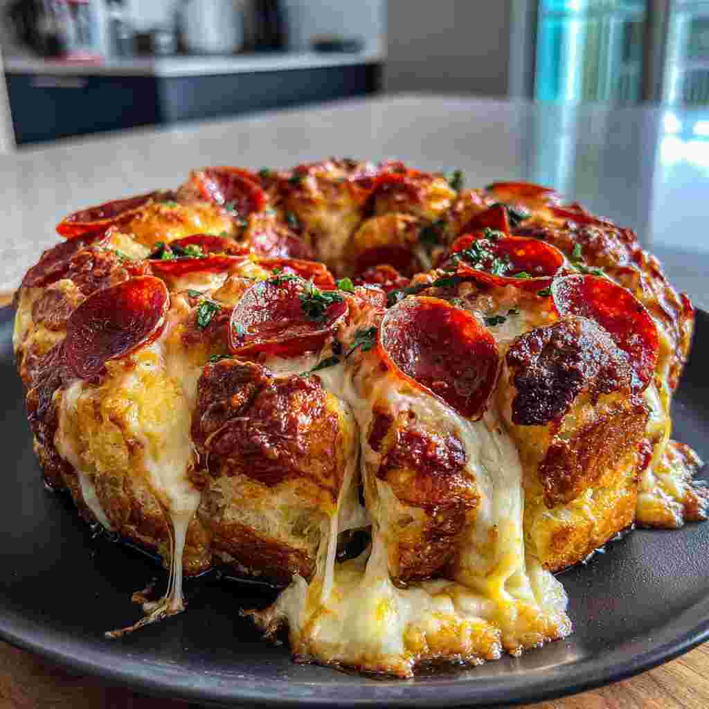 Pizza Monkey Bread Recipe - moist with a dollop of whipped topping