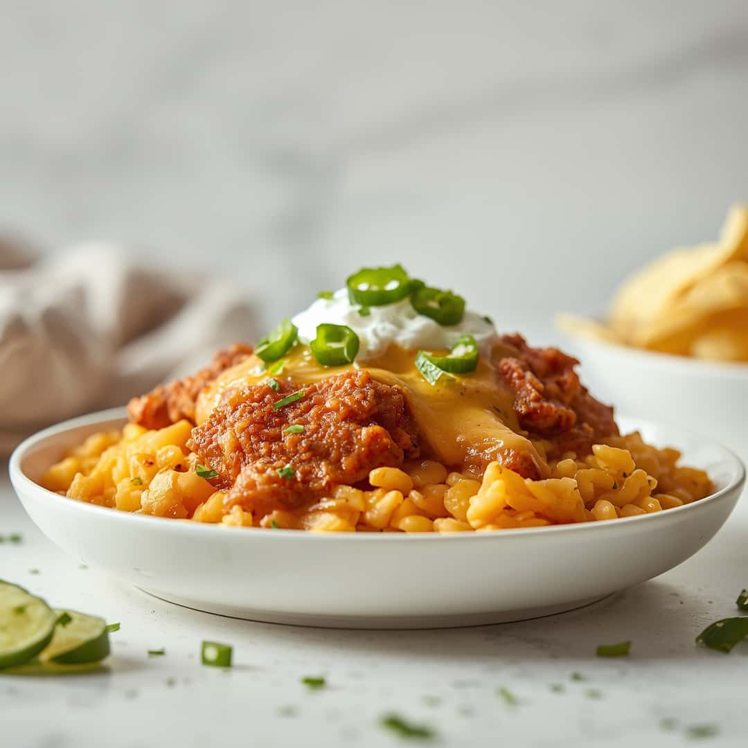 Pollo Loco Mexican Chicken Rice Queso - succulent simmered chicken smothered in rich pan sauce with fresh rosemary sprigs and pan drippings