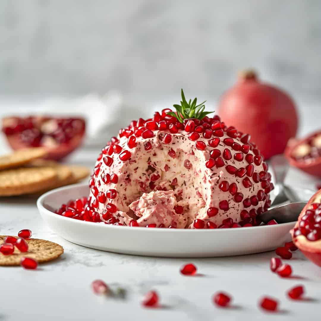Pomegranate Christmas Cheese Ball - tender with fresh seasonal herbs
