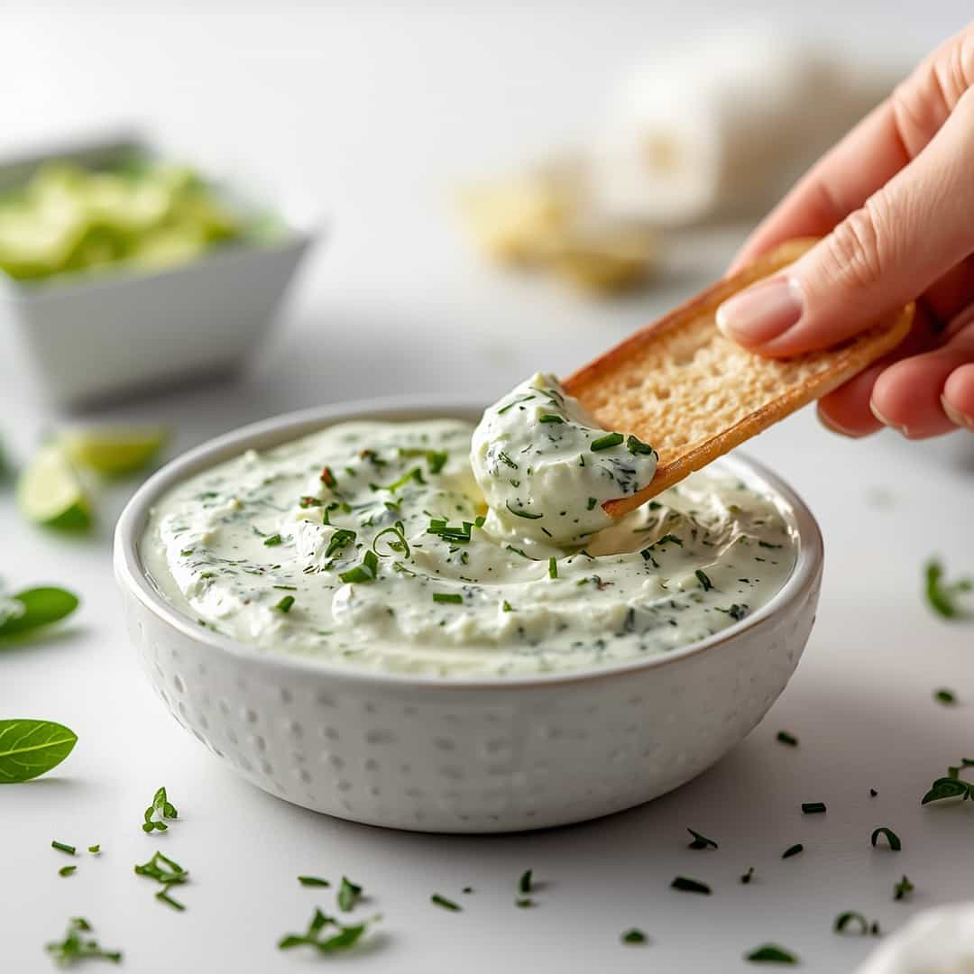 QUICK AND EASY SPINACH ARTICHOKE DIP - crispy golden exterior with warm flavorful filling with toasted sesame seeds and dipping bowl