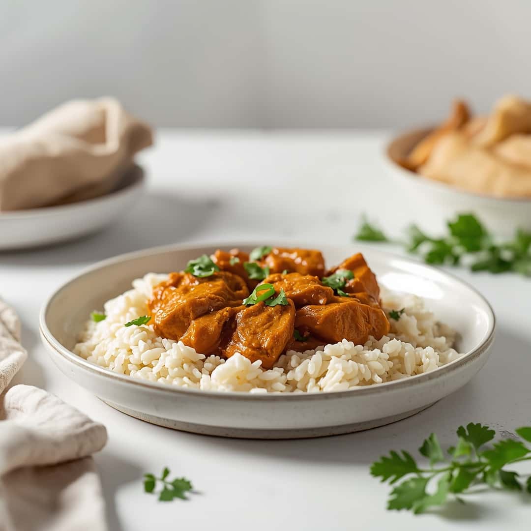 Quick Easy Homemade Butter Chicken - succulent simmered chicken smothered in rich pan sauce with fresh rosemary sprigs and pan drippings