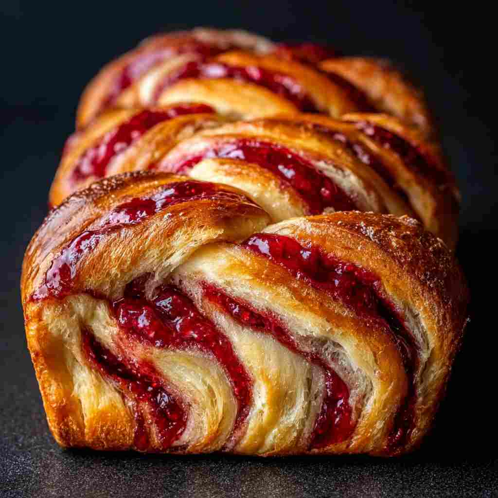 Raspberry Swirl Brioche Loaf - moist with a dollop of whipped topping