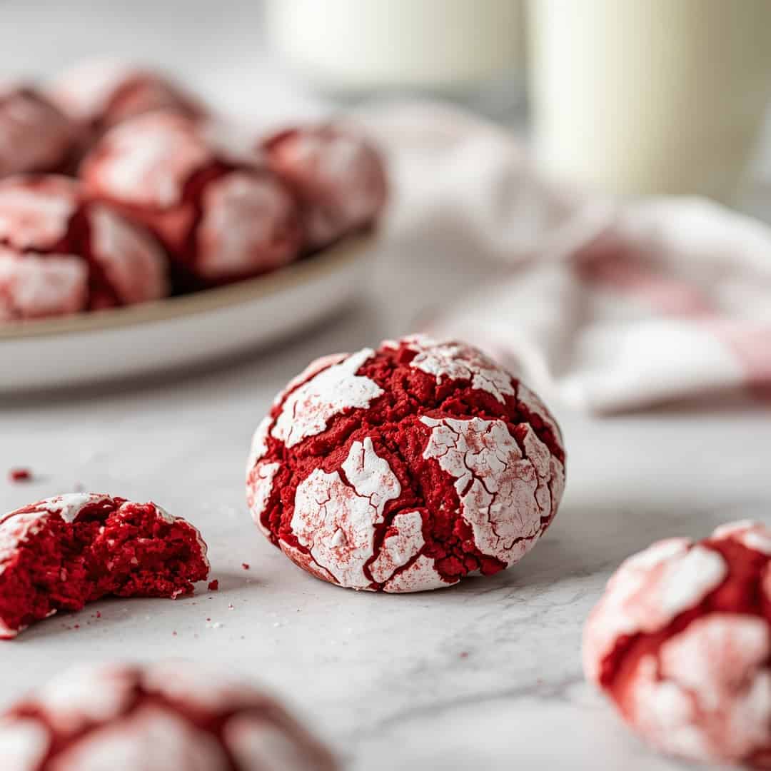 Red Velvet Crinkle Cookies - crackly top surface and decadent chocolate interior with flake sea salt crystals