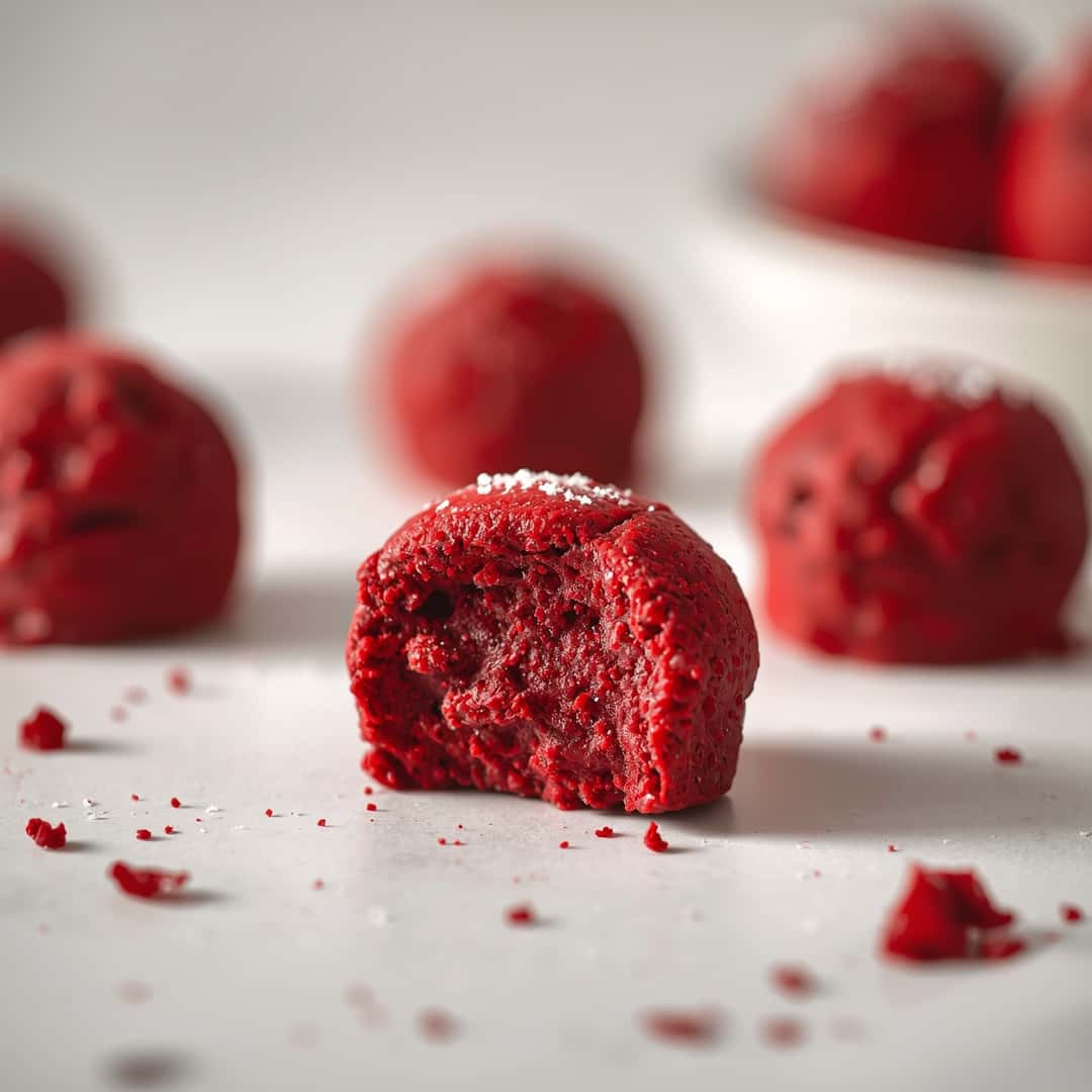 Red Velvet Truffles - rich fudgy consistency with glossy chocolate finish with chopped toasted nuts