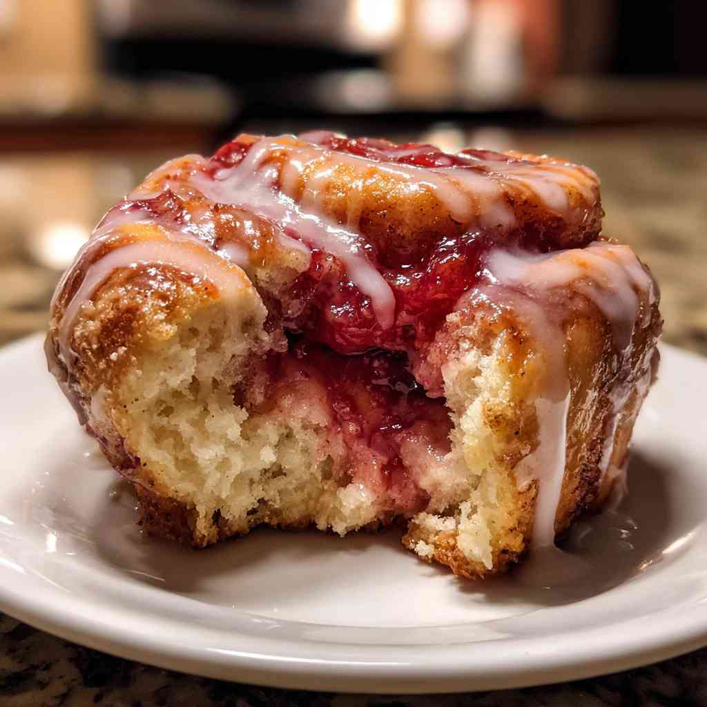 Rhubarb Rolls - chewy soft-baked center and crisp edges with drizzled melted chocolate