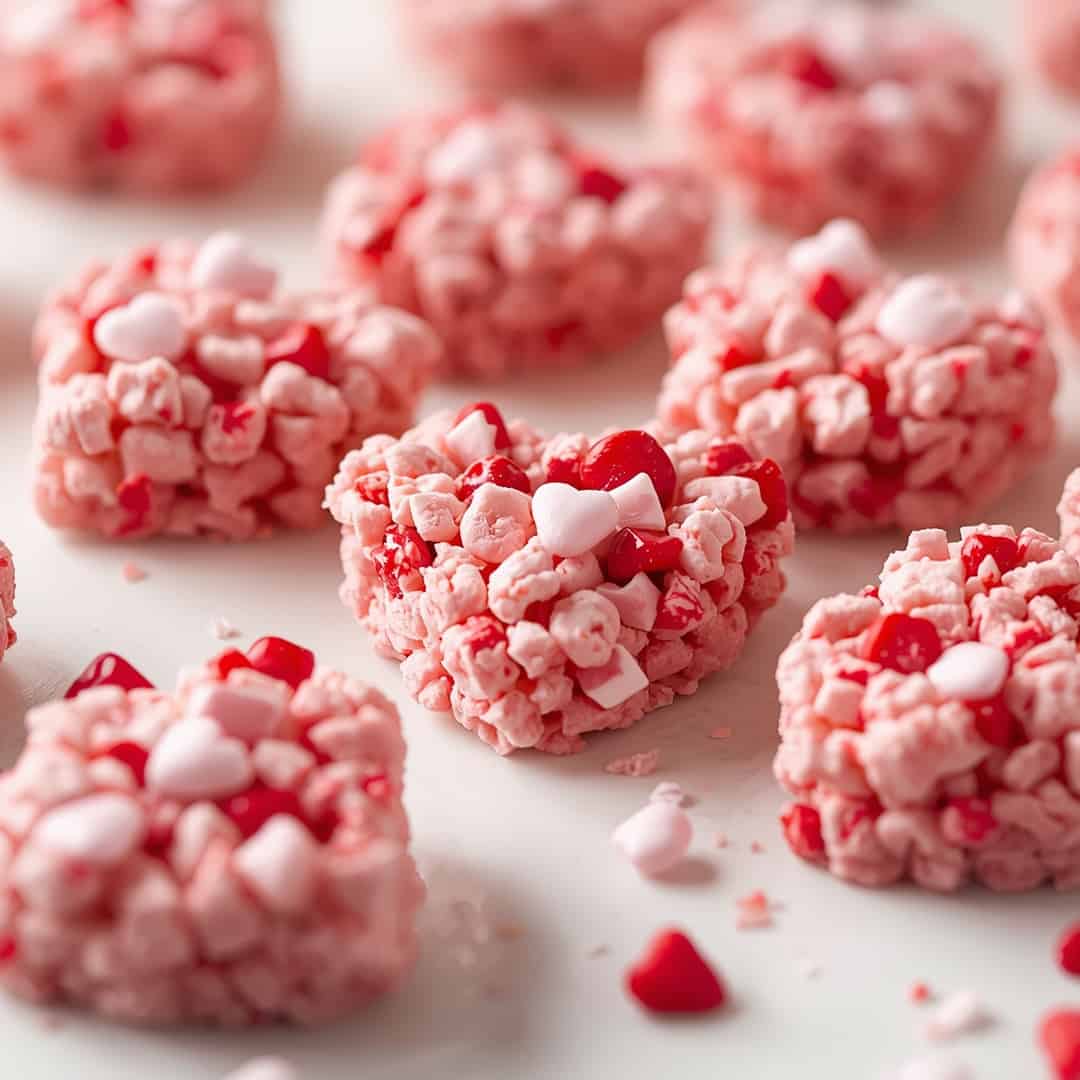 Rice Krispie Valentine Hearts - moist with a dollop of whipped topping