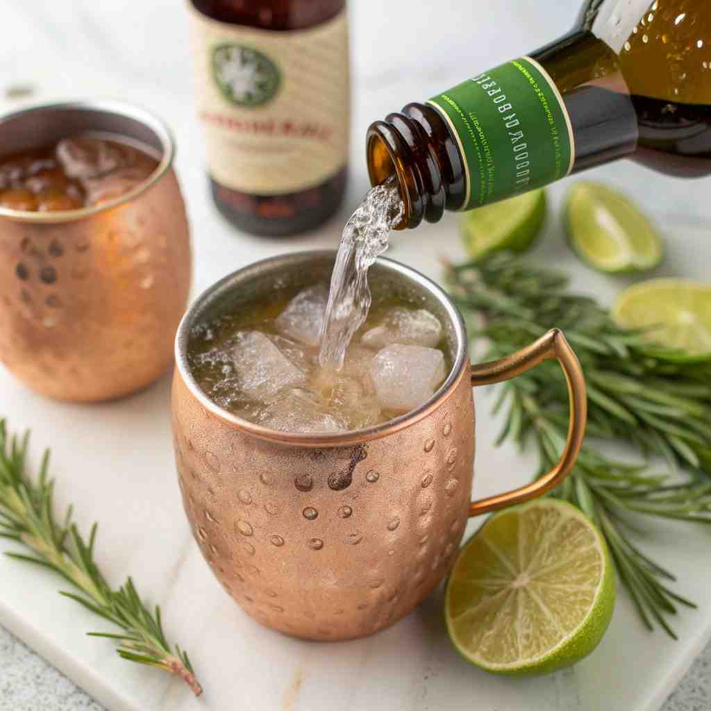 Rosemary and Ginger Mule - homemade dish showcasing wholesome fresh ingredients with microgreens and lemon zest