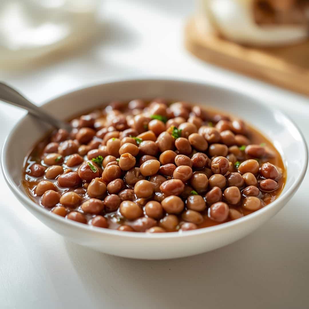 Slow cooker black eyed peas - homemade dish showcasing wholesome fresh ingredients with microgreens and lemon zest