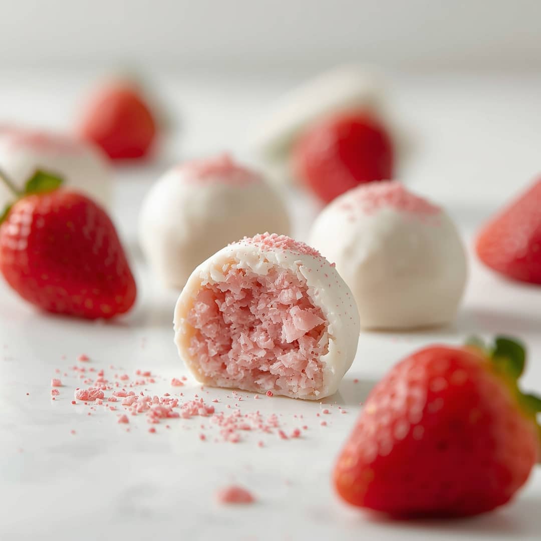 Strawberry Cake Truffles Recipe - tender with a light drizzle of sweet glaze