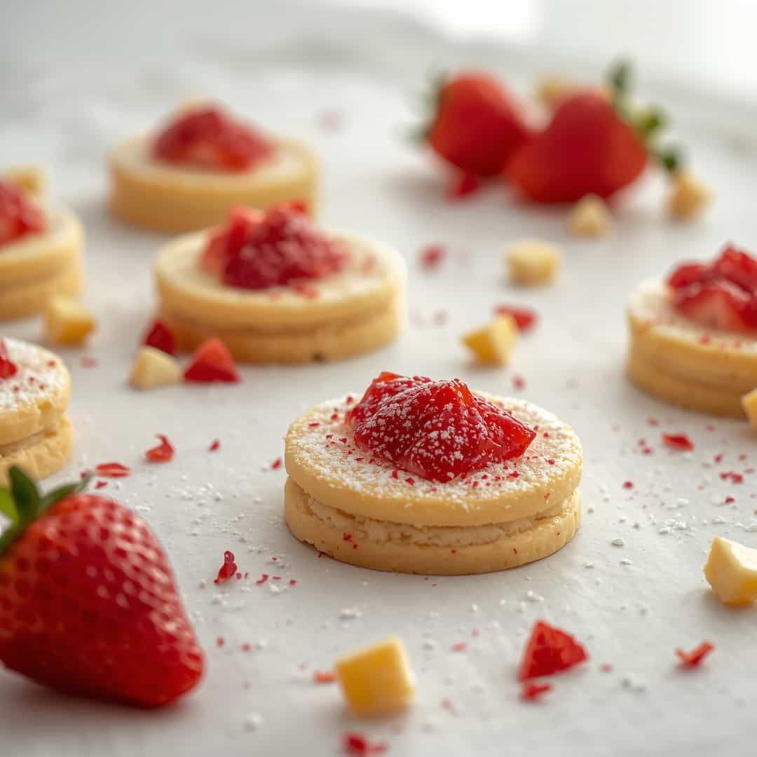 Strawberry Shortbread Cookies - moist with a dollop of whipped topping