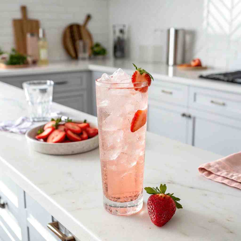 Strawberry Spritzer Recipe - homemade dish showcasing wholesome fresh ingredients with microgreens and lemon zest