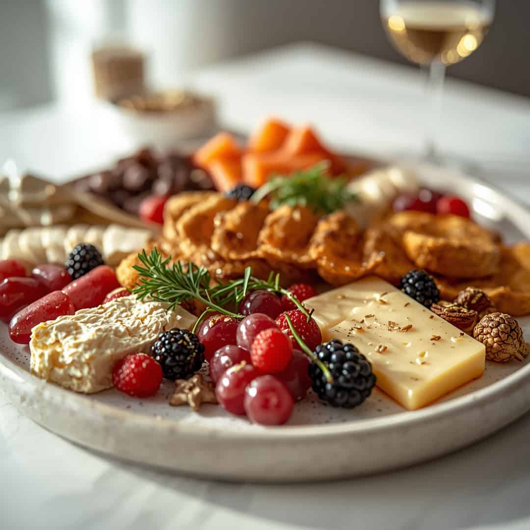 Stunning Christmas Cheese Board - beautifully cooked texture with balanced colors and appetizing finish with cracked black pepper and olive oil