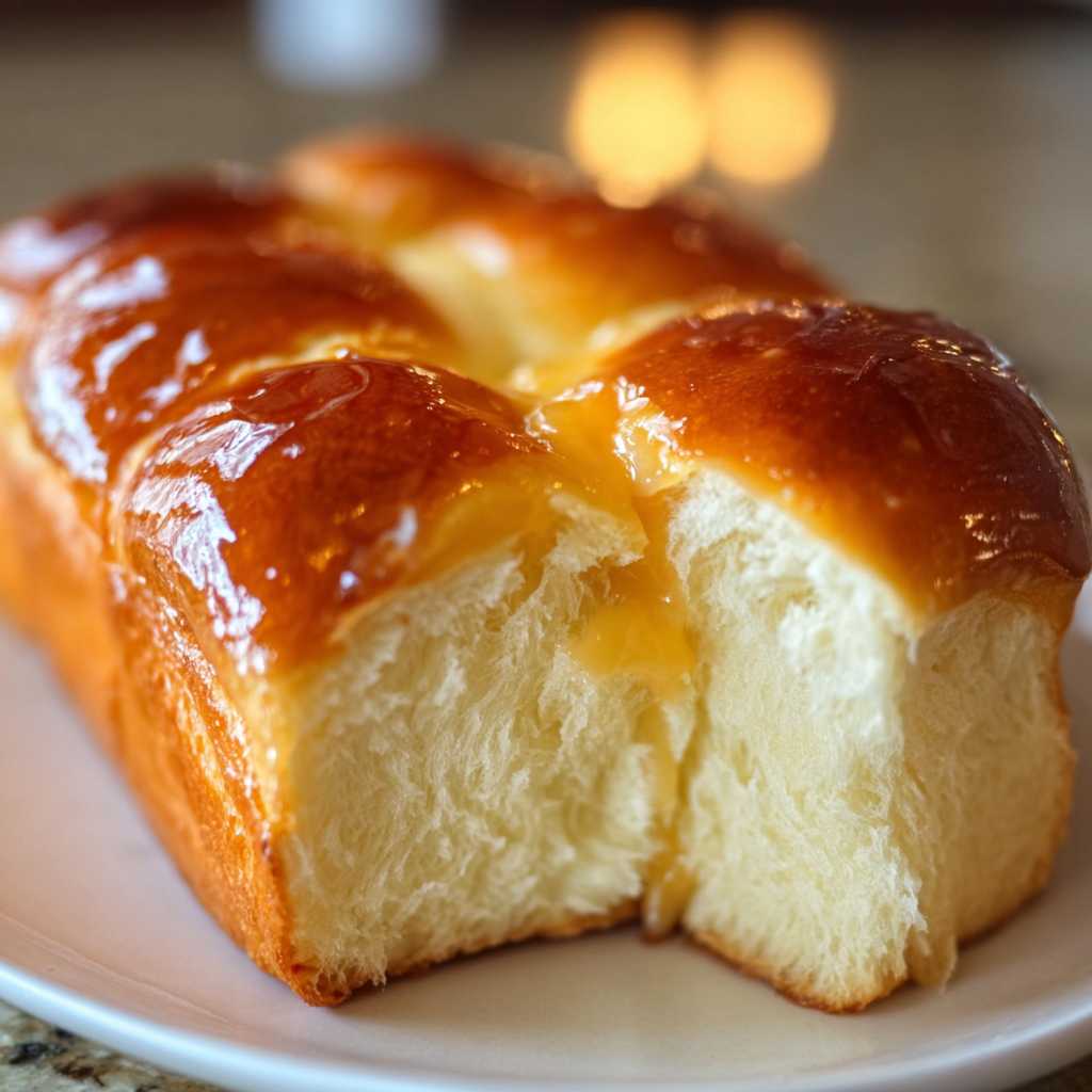 Sweet Condensed Milk Bread - tender with a light drizzle of sweet glaze