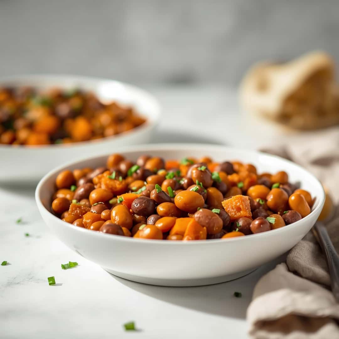 Sweet potato black eyed peas - tender with fresh seasonal herbs