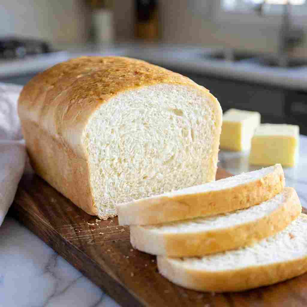 The Best & Easiest Homemade Bread Recipe (Perfect Every Time!) - rich velvety layer with crisp golden edges with a delicate dusting of powdered sugar