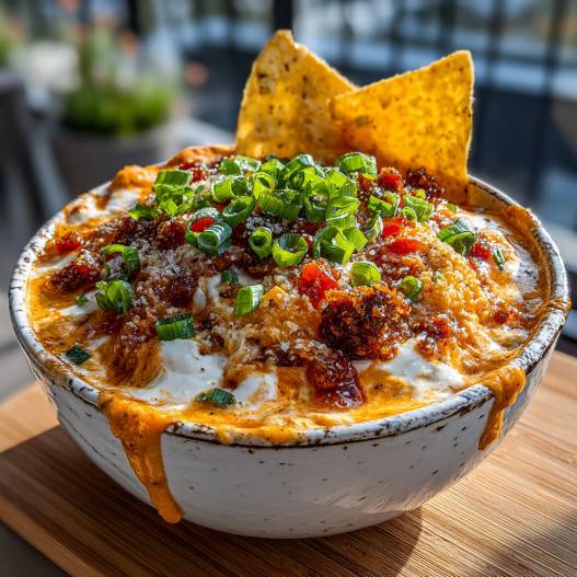 TikTok Boat Dip Recipe - smooth creamy dipping consistency with baked bubbly top with chopped parsley and grated cheese