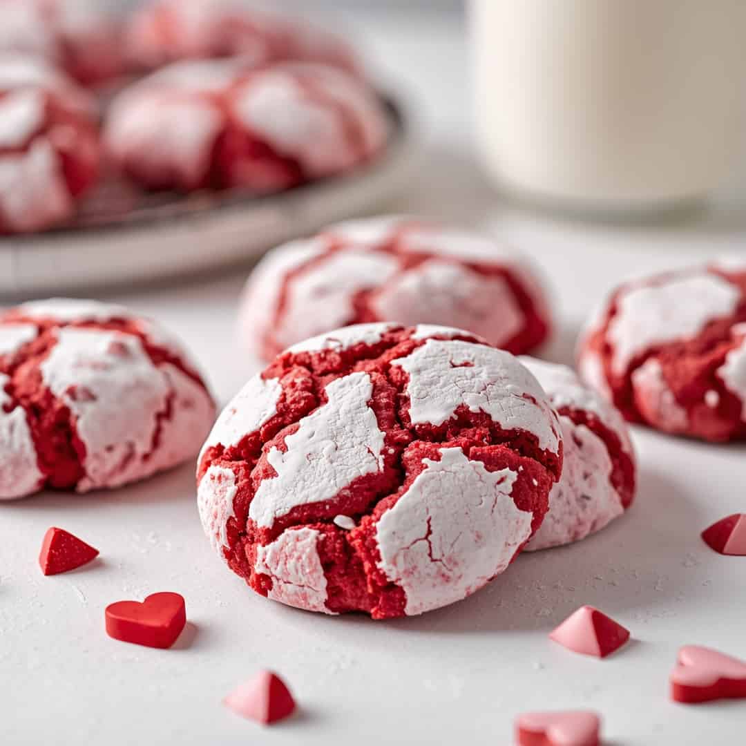 Valentine Crinkle Cookies - crackly top surface and decadent chocolate interior with flake sea salt crystals