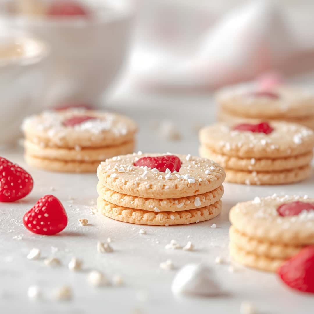 Valentine Sugar Wafer Cookies - chewy soft-baked center and crisp edges with drizzled melted chocolate