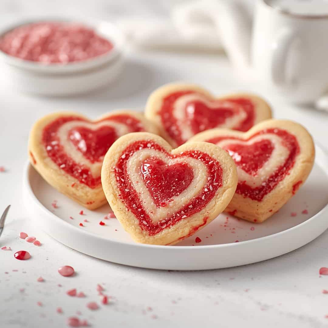 Valentine's Day Swirl Cookies - crackly top surface and decadent chocolate interior with flake sea salt crystals