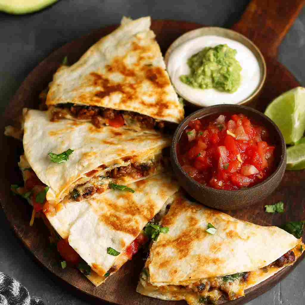 Vegan Black Bean Quesadillas - tender with fresh seasonal herbs